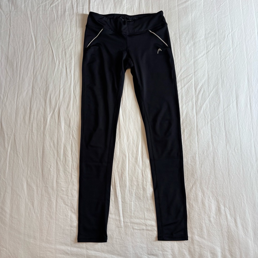 Head Black Leggings with Reflective Piping